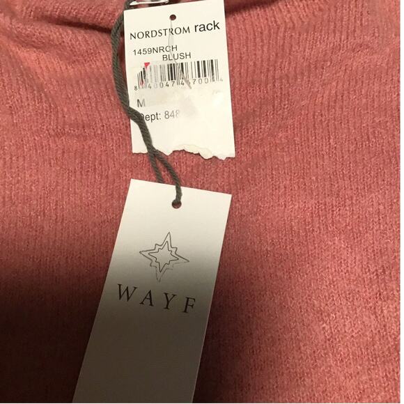 WAYF Women’s Pink Sweater Small Tie Waist Mock Neck Pullover NWT - Picture 6 of 10